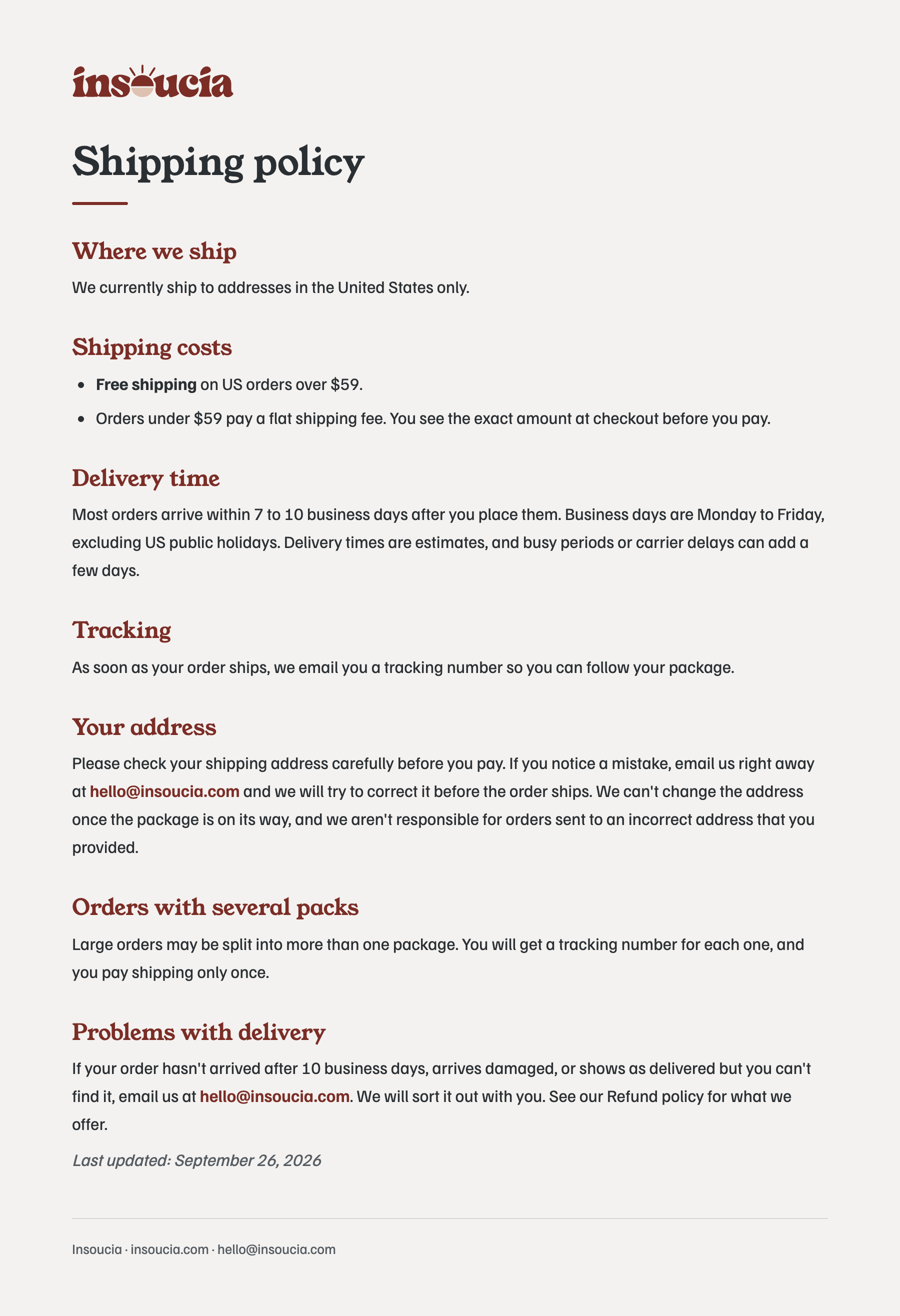 Shipping policy
